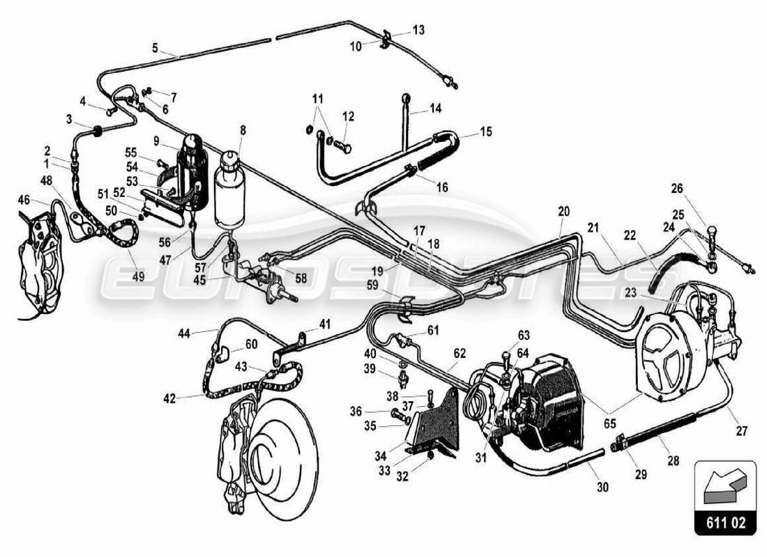 Lamborghini 350 GT Bremssystem Teilediagramm