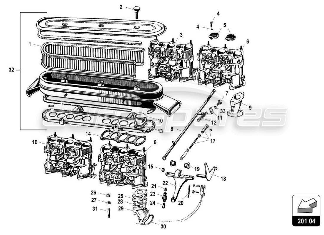 Lamborghini Miura P400S Kraftstoffsystem Teilediagramm