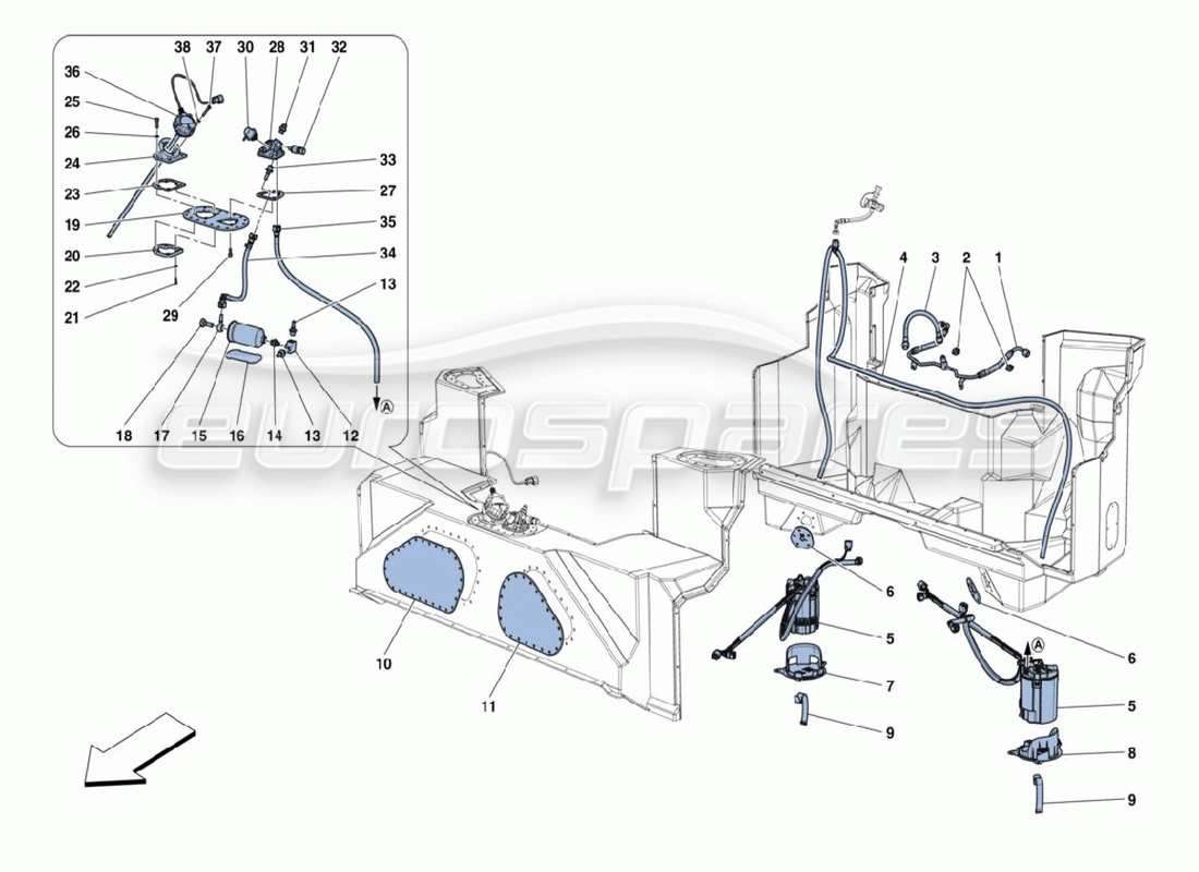 Ferrari 488 Challenge Kraftstoffleitungen Teilediagramm
