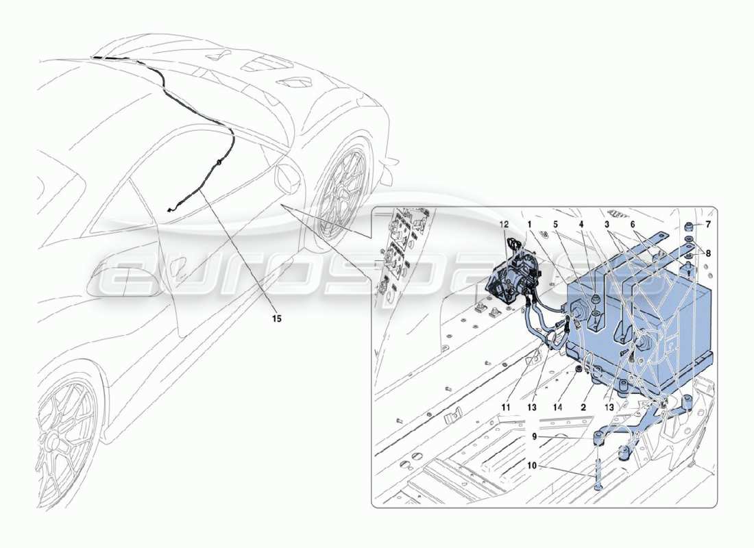 Ferrari 488 Challenge Batterie Teilediagramm