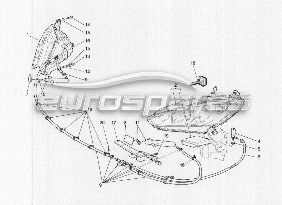 Maserati GranCabrio MC Centenario SCHEINWERFER-CLUSTER Teilediagramm