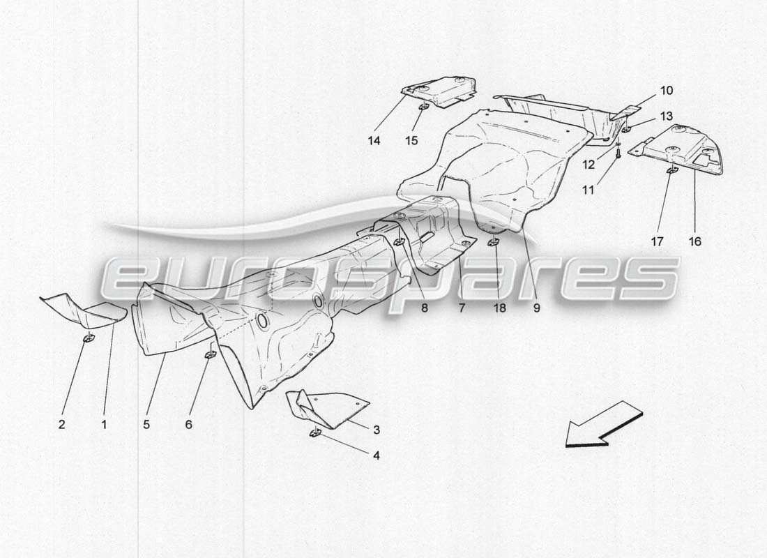 Maserati GranCabrio MC Centenario Wärmedämmung Teilediagramm