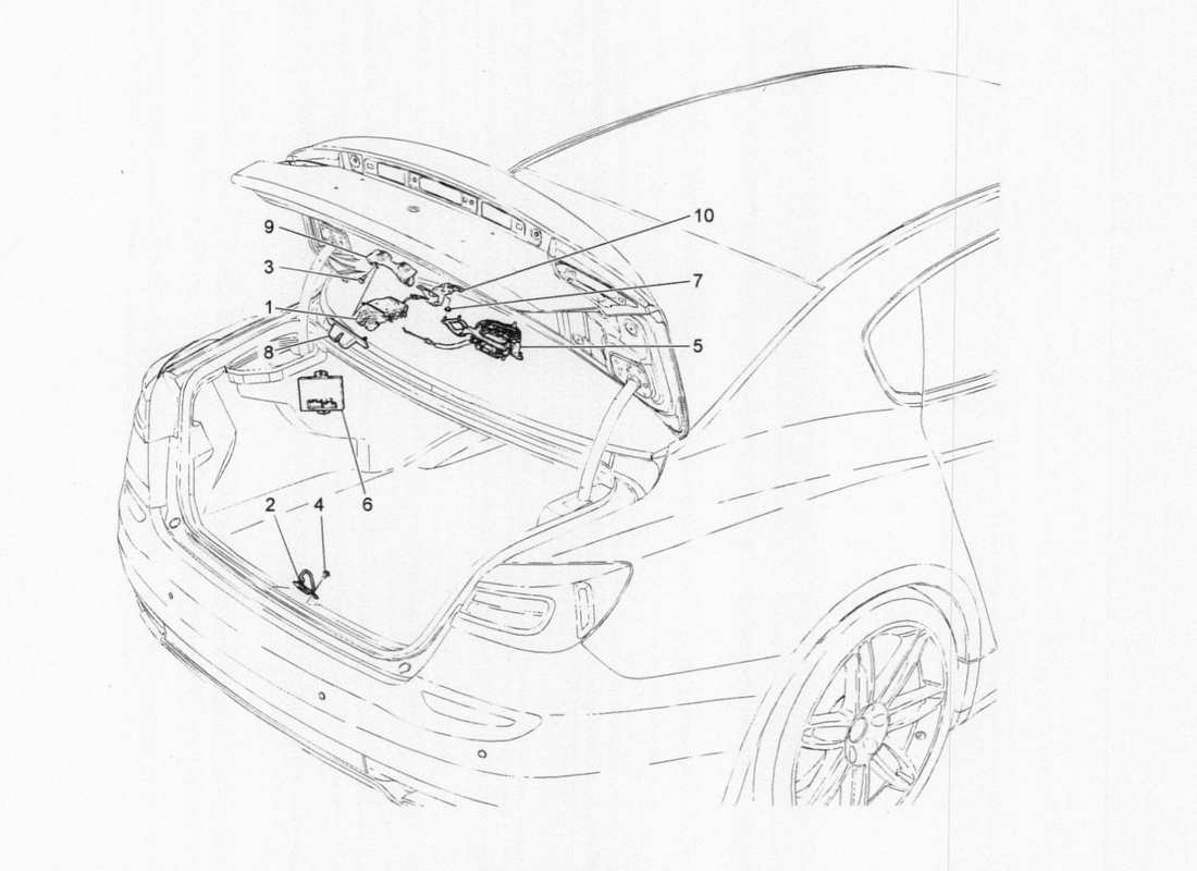 Maserati QTP. V6 3.0 TDS 275bhp 2017 Steuerung zum Öffnen der Heckklappe Teildiagramm