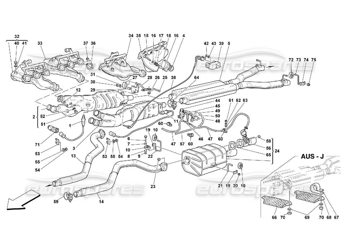 Ferrari 550 Maranello Abgassystem Teilediagramm