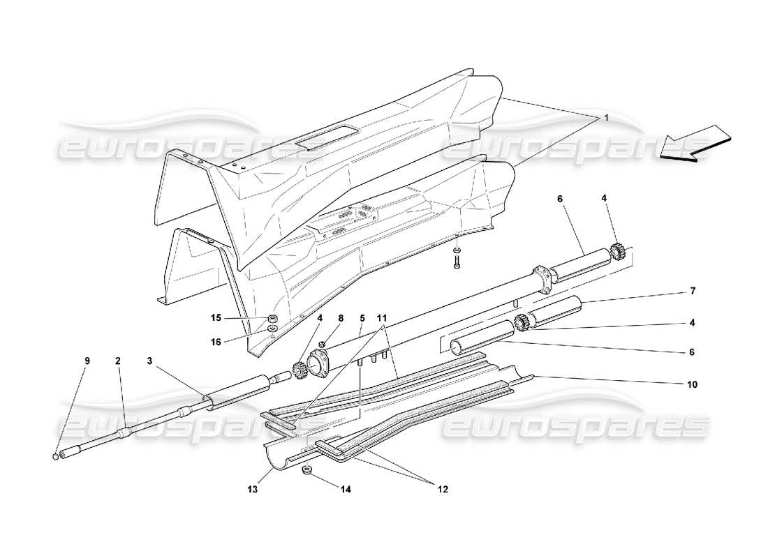 Ferrari 550 Maranello Motor-Getriebe-Verbindungsrohr und Isolierung Teildiagramm