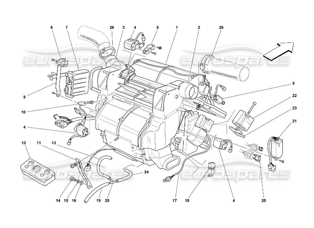 Ferrari 550 Maranello Verdampfereinheit und Steuerung Teilediagramm