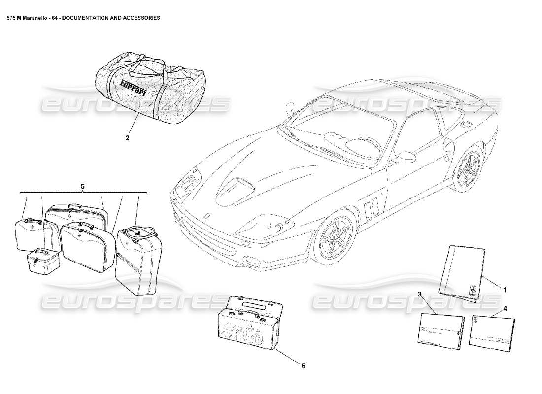 Ferrari 550 Maranello Dokumentation und Zubehör Teilediagramm