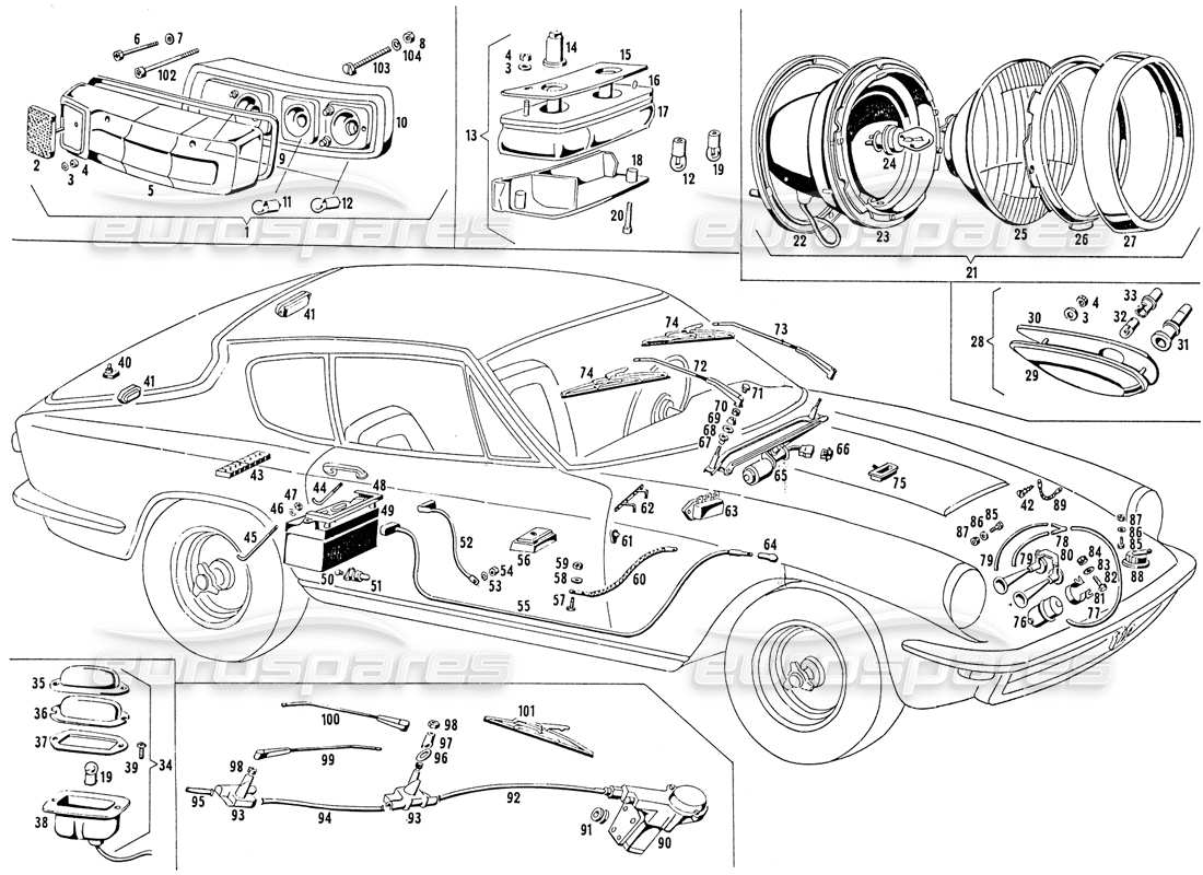 Maserati Mistral 3.7 Electrical Equipment & Lights Teilediagramm