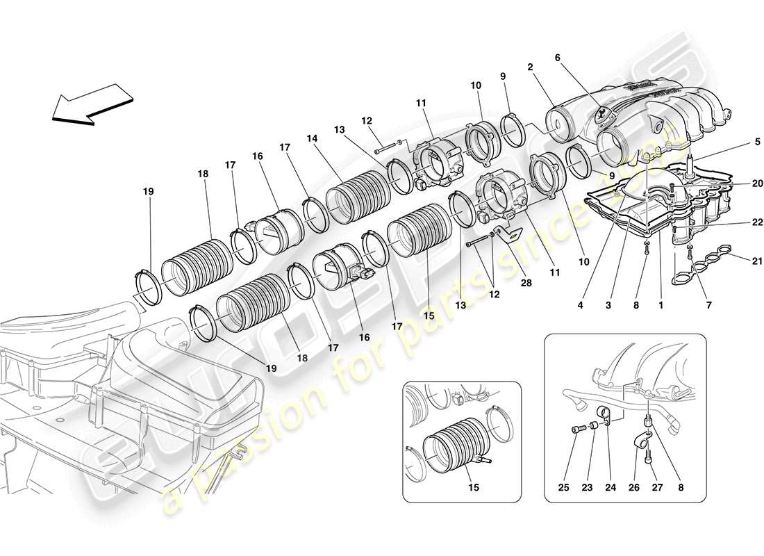 Ferrari California (Europa) Ansaugkrümmer und Drosselklappengehäuse Teilediagramm
