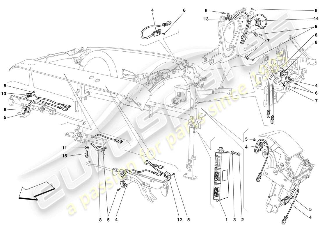 Ferrari F430 Spider (Europa) DACH-MIKROSCHALTER UND ECU Teilediagramm