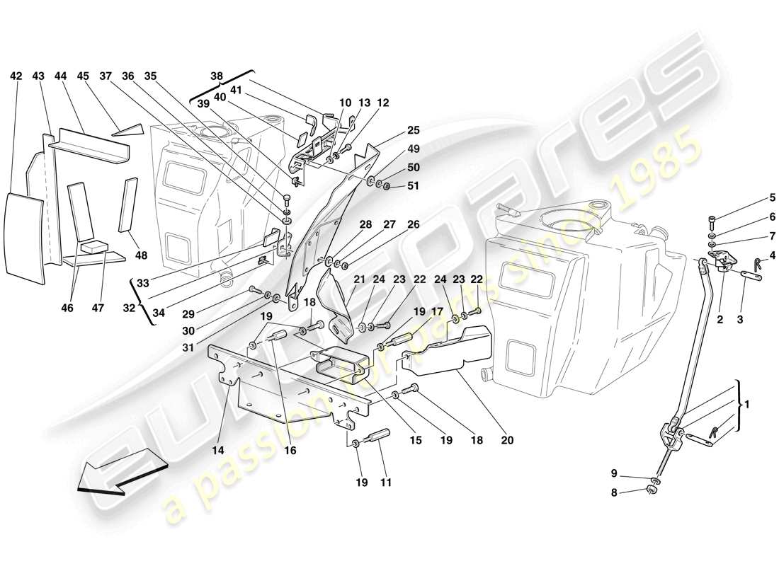 Ferrari F430 Spider (USA) KRAFTSTOFFTANKS – BEFESTIGUNGEN UND SCHUTZ Teildiagramm