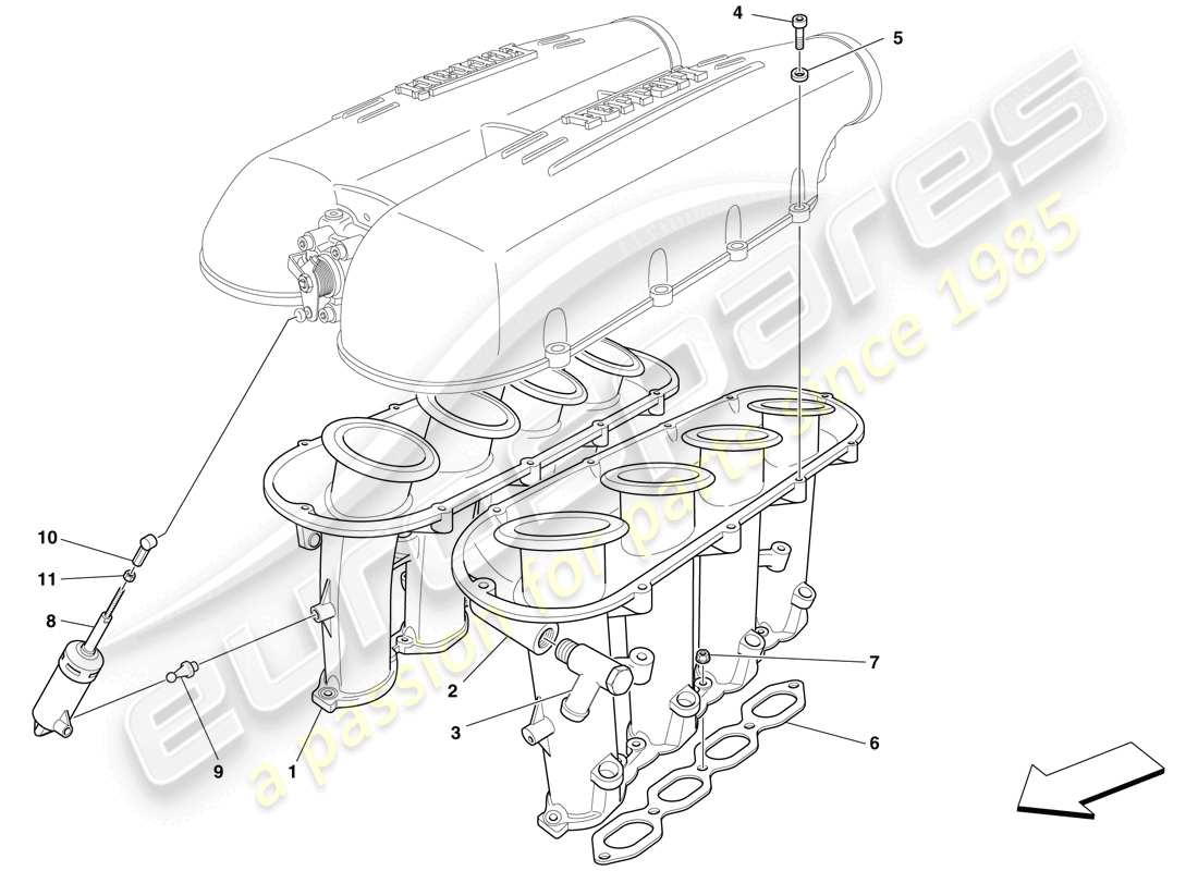 Ferrari F430 Spider (USA) Ansaugkrümmer Teildiagramm