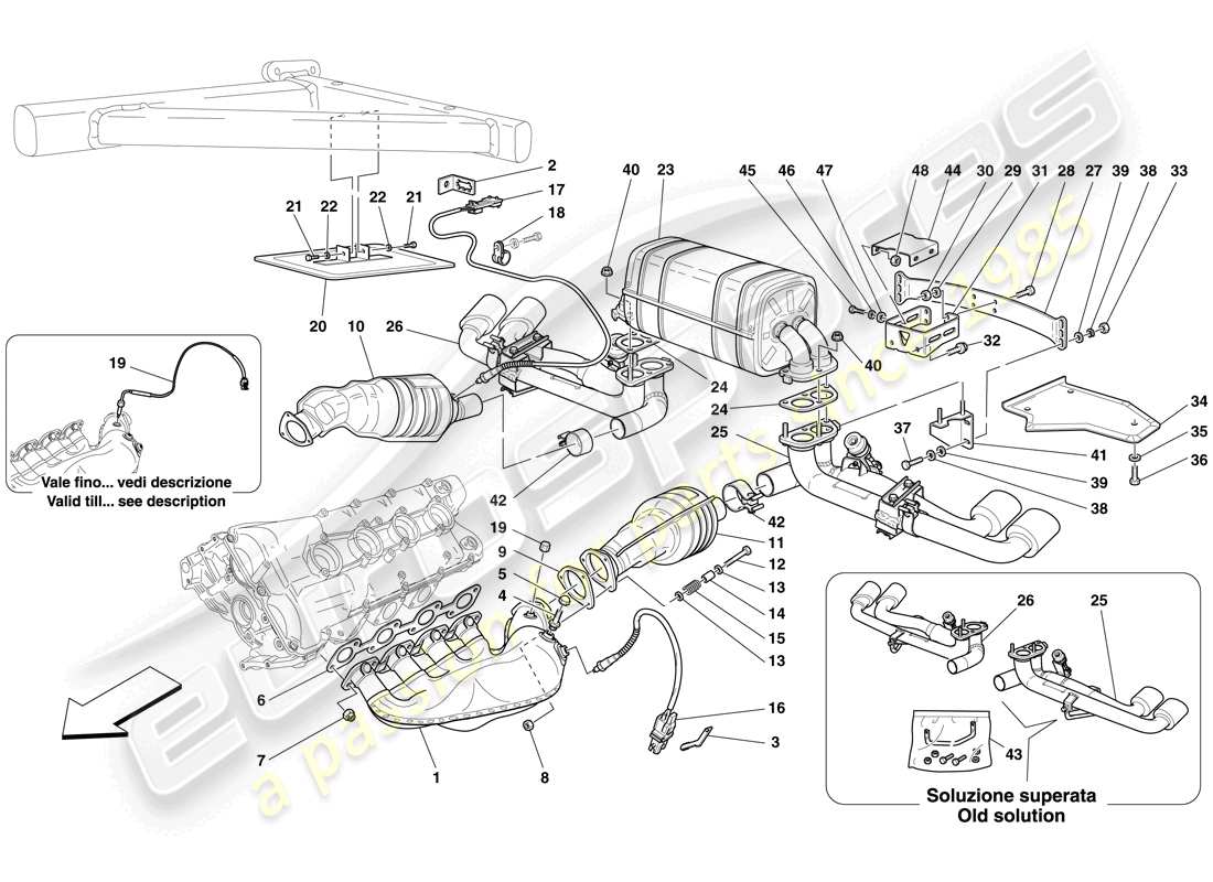 Ferrari F430 Spider (USA) Rennauspuffanlage Teildiagramm