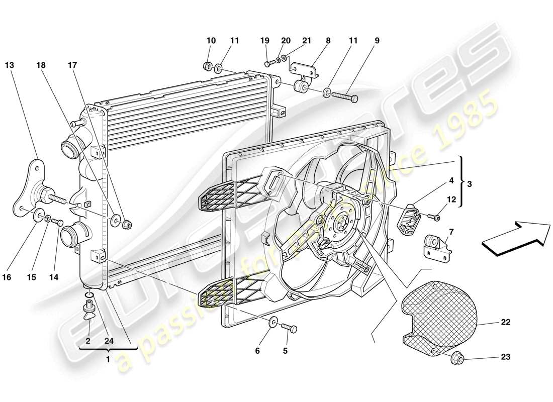 Ferrari F430 Spider (USA) Kühlsystemkühler Teildiagramm