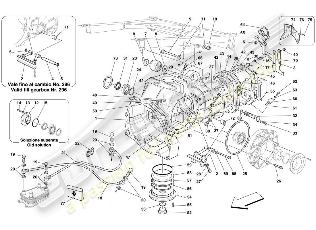 Ferrari F430 Spider (USA) Getriebe – Abdeckungen Teildiagramm