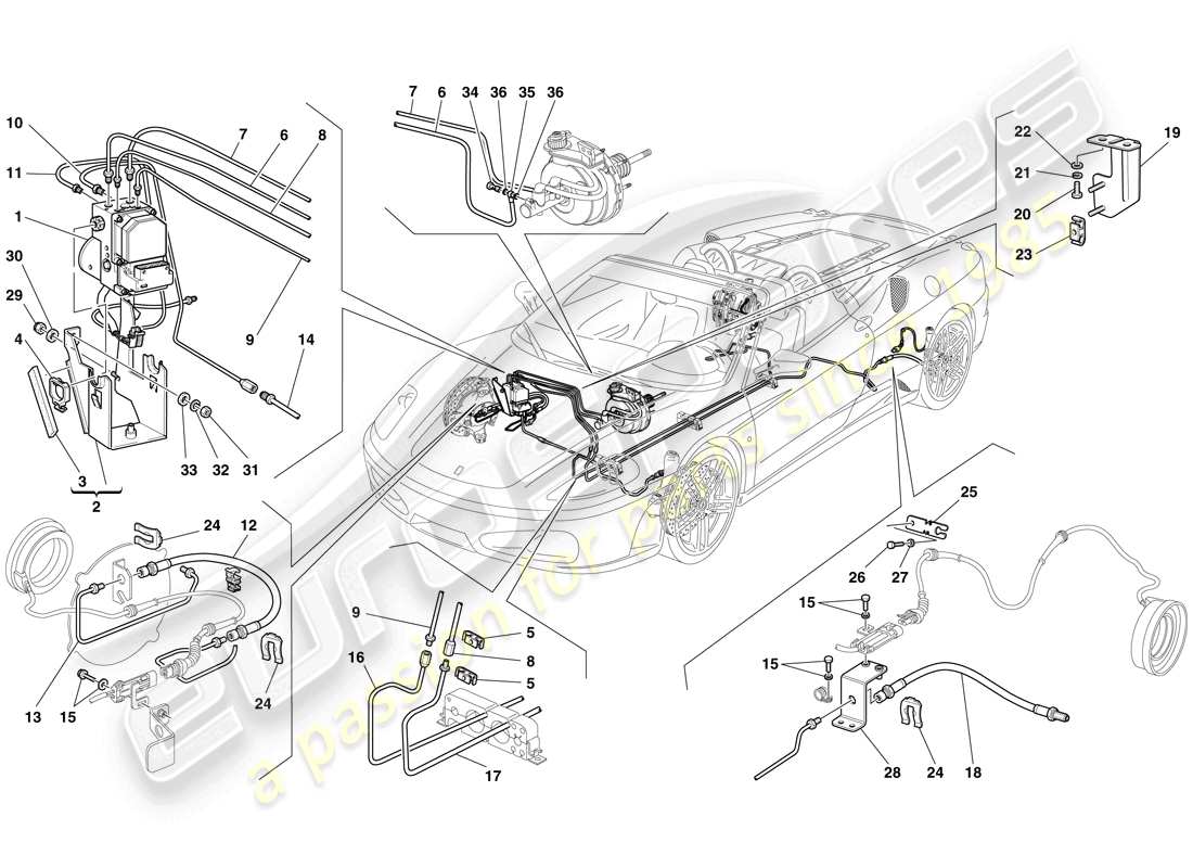 Ferrari F430 Spider (USA) Bremssystem Teildiagramm