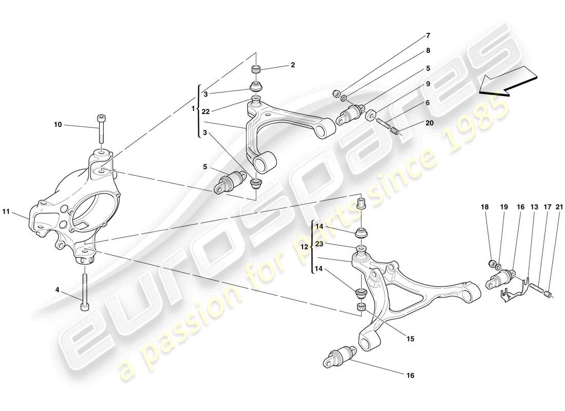 Ferrari F430 Spider (USA) VORDERRADAUFHÄNGUNG – ARME Teildiagramm