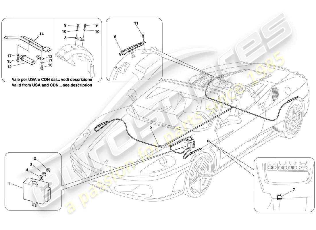 Ferrari F430 Spider (USA) Reifendruckkontrollsystem Teildiagramm