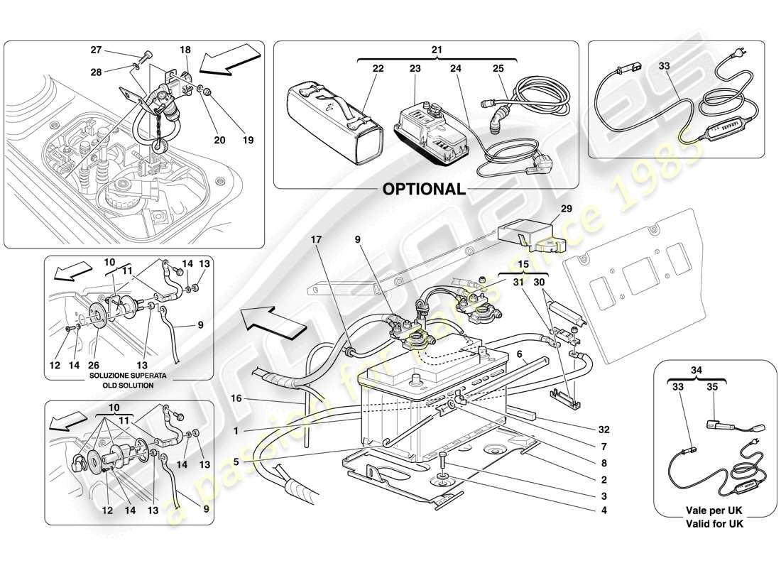 Ferrari F430 Spider (USA) Batterie Teildiagramm