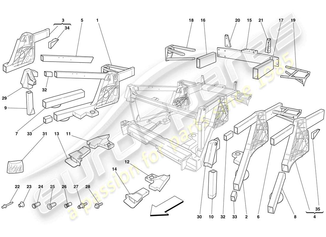 Ferrari F430 Spider (USA) FAHRGESTELL – HINTERE ELEMENT-UNTERBAUGRUPPEN Teildiagramm