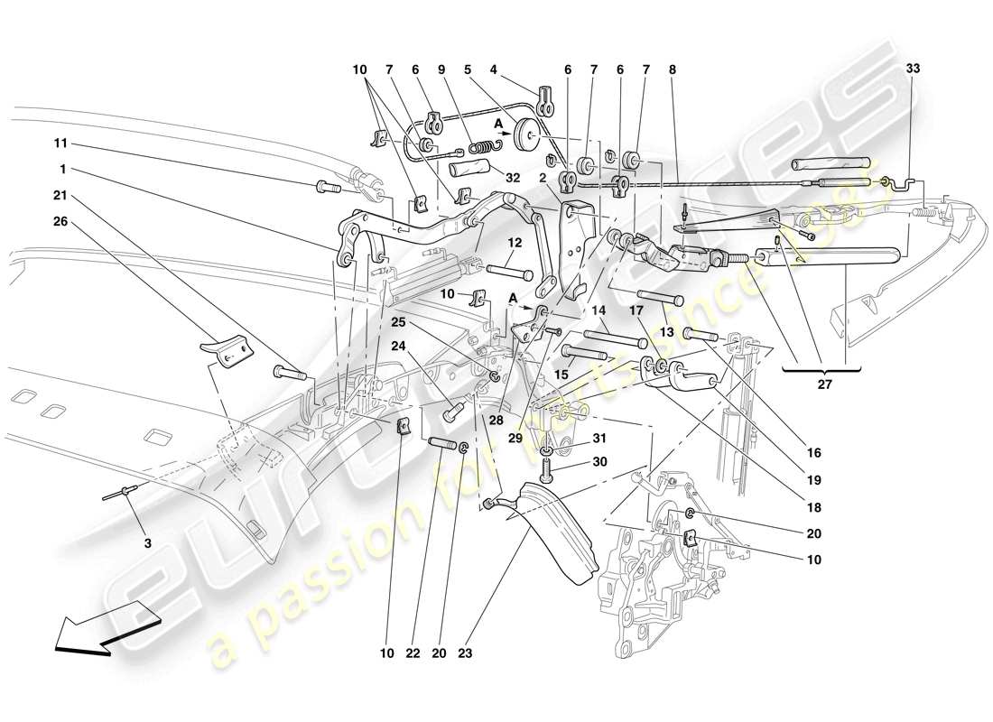 Ferrari F430 Spider (USA) DACHKINEMATIK – OBERTEIL Teildiagramm