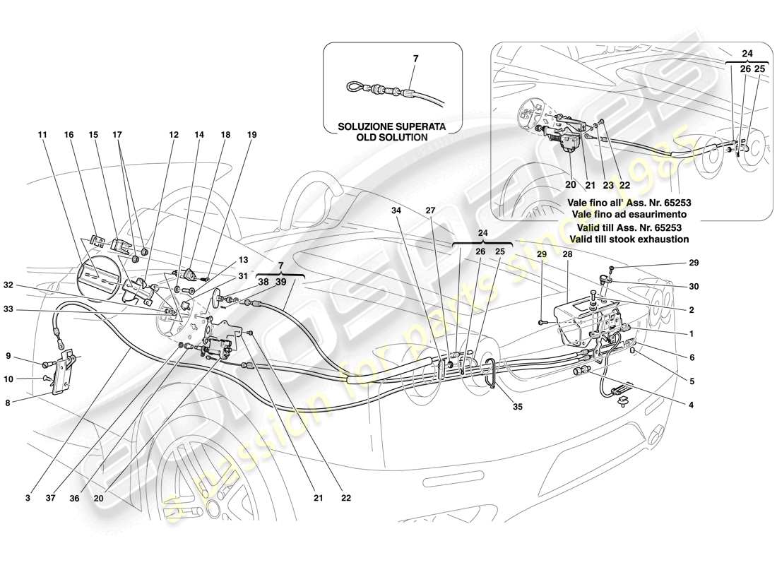 Ferrari F430 Spider (USA) ÖFFNUNGSMECHANISMEN FÜR MOTORRAUMDECKEL UND KRAFTSTOFFEINFÜLLKLAPPE Teildiagramm