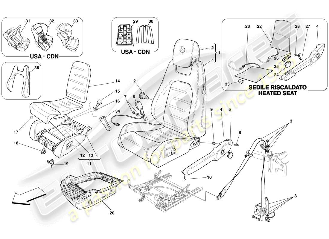 Ferrari F430 Spider (USA) elektrischer Sitz - Sicherheitsgurte Teildiagramm