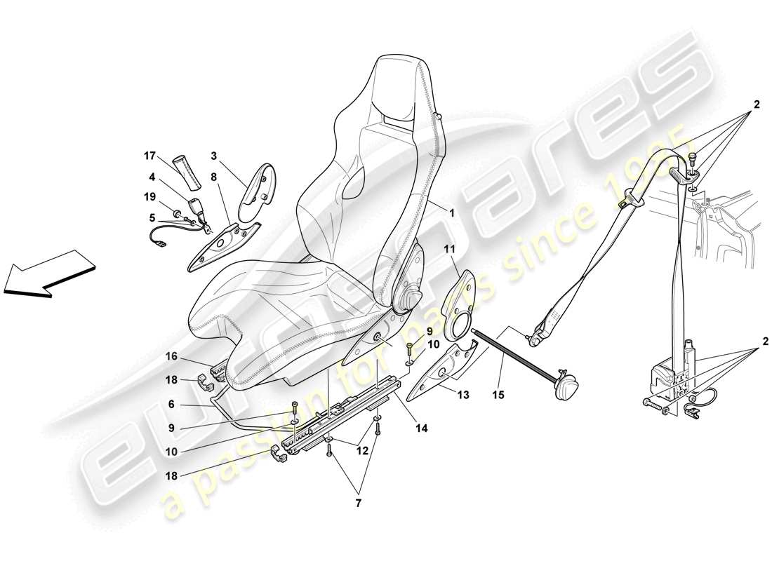 Ferrari F430 Spider (USA) Rennsitz – optional Teildiagramm