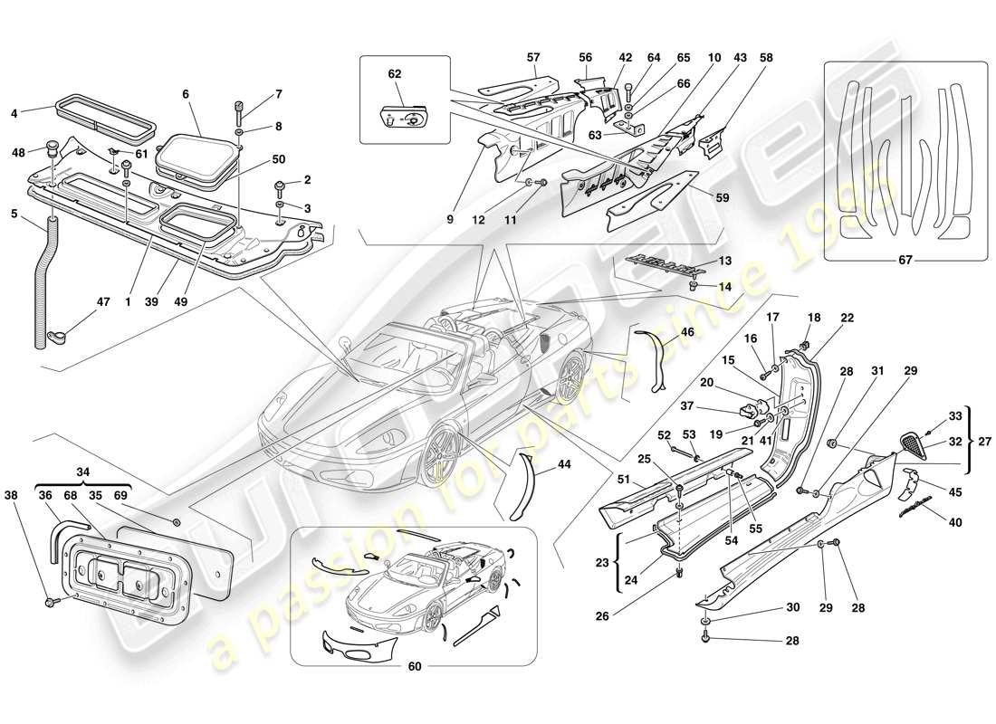 Ferrari F430 Spider (USA) SCHILDE – EXTERNE VERKLEIDUNG Teildiagramm