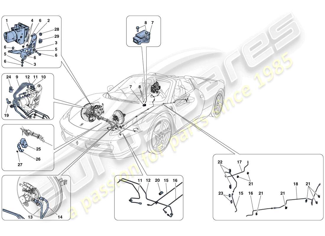 Ferrari 458 Spider (USA) Bremssystem Teildiagramm