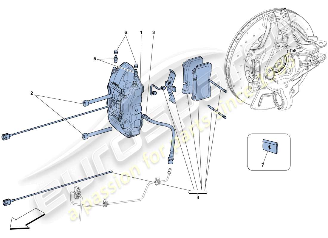 Ferrari 458 Spider (USA) HINTERE BREMSSÄTTEL Teildiagramm