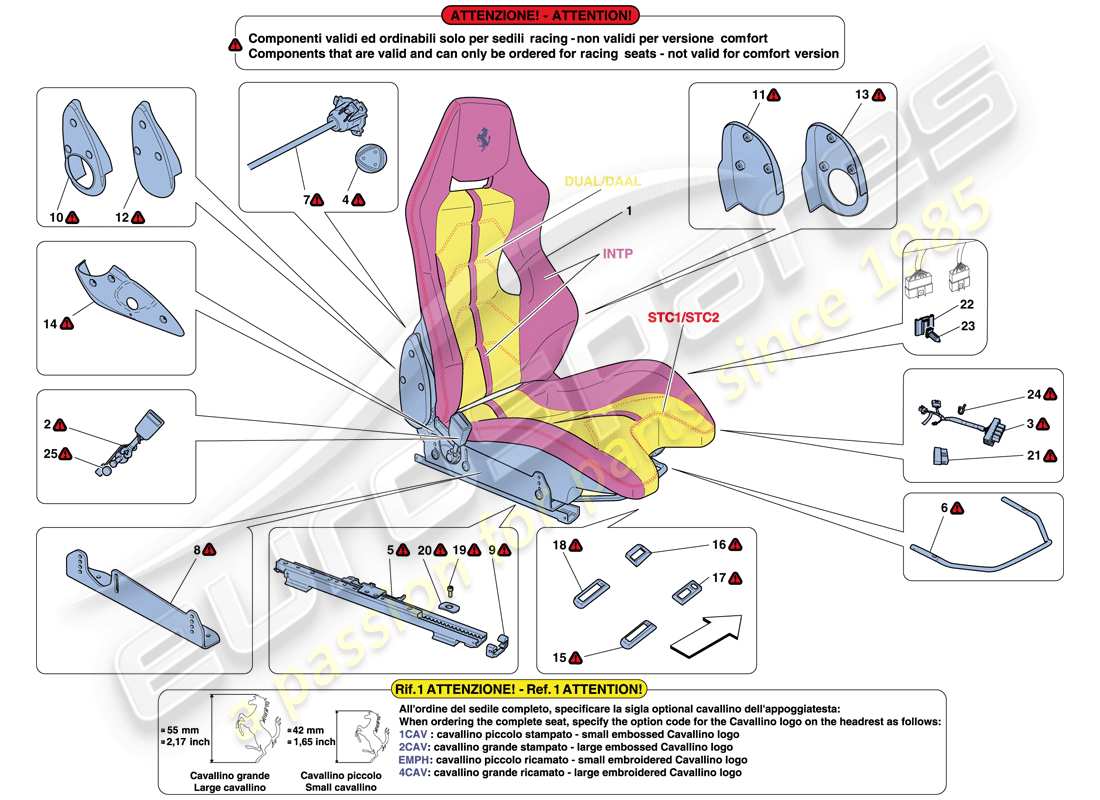 Ferrari 458 Spider (USA) Rennsitz Teildiagramm