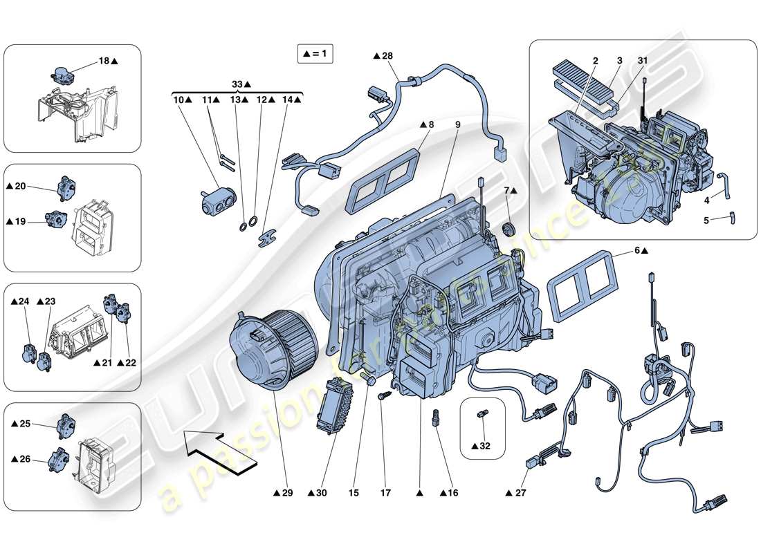 Ferrari 458 Speciale Aperta (RHD) Verdampfereinheit Teildiagramm