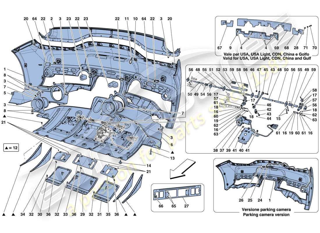 Ferrari 458 Speciale Aperta (RHD) Hintere Stoßstange Teildiagramm