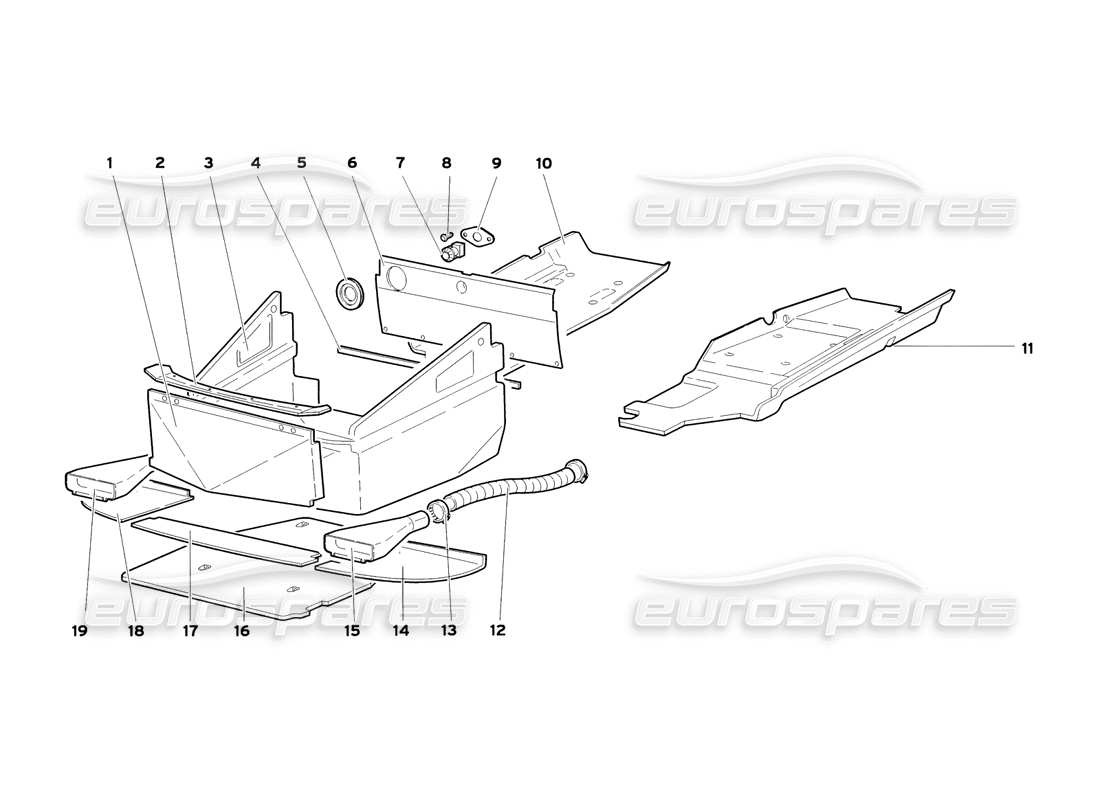 Lamborghini Diablo SV (1999) Rahmenbodenplatten Teilediagramm