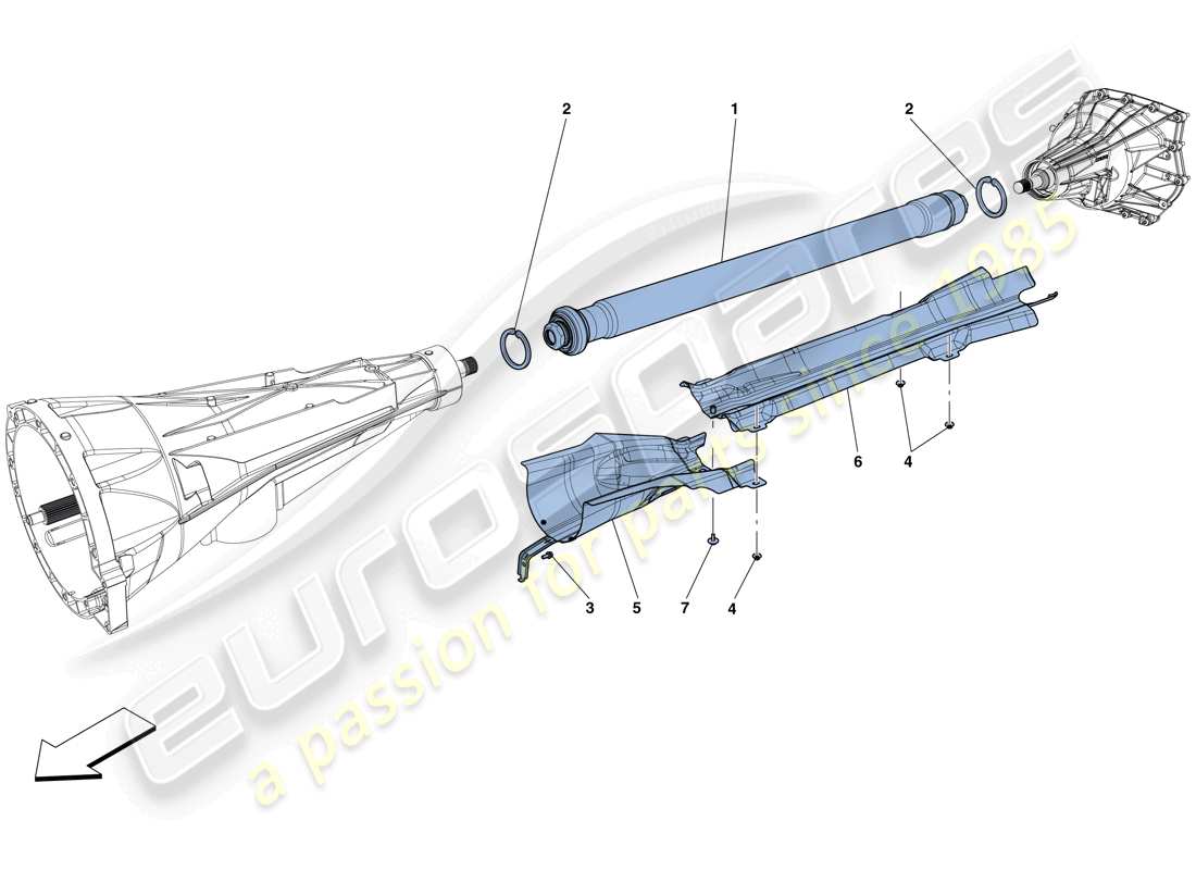 Ferrari GTC4 Lusso T (RHD) ÜBERTRAGUNGSROHR Teildiagramm