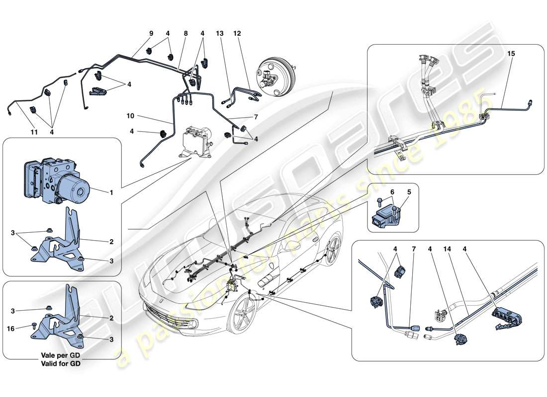 Ferrari GTC4 Lusso T (RHD) Bremssystem Teildiagramm