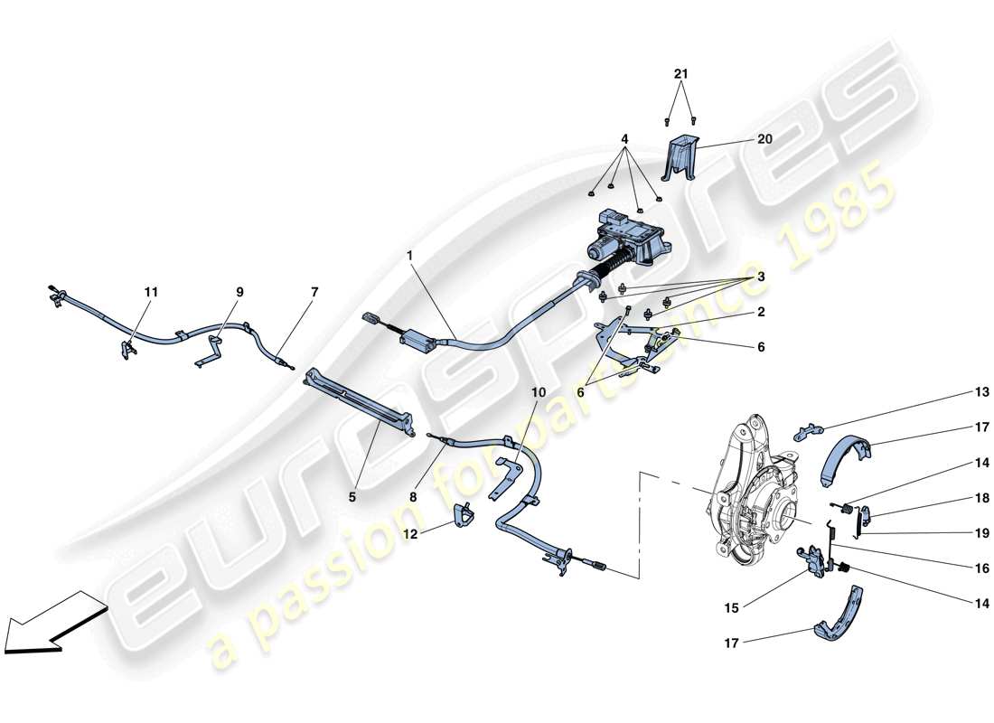 Ferrari GTC4 Lusso T (RHD) STEUERUNG DER FESTSTELLBREMSE Teildiagramm