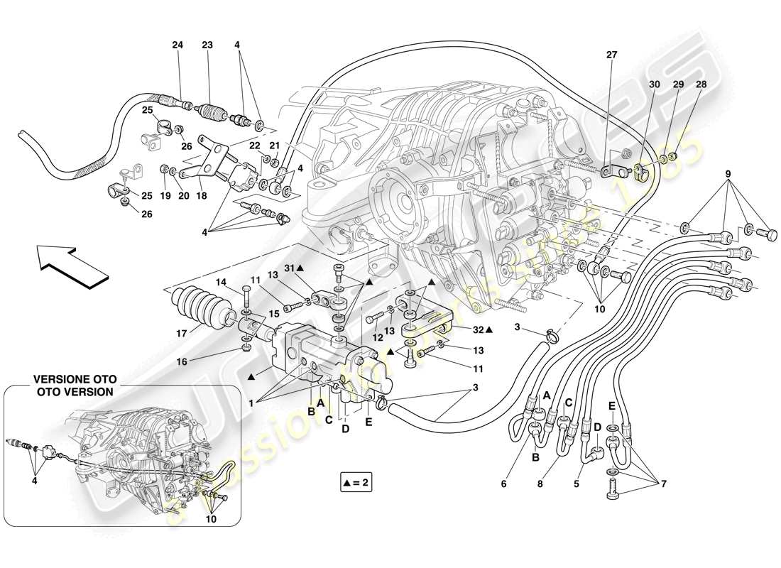 Ferrari 612 Sessanta (Europa) F1 Kupplungshydrauliksteuerung Teilediagramm