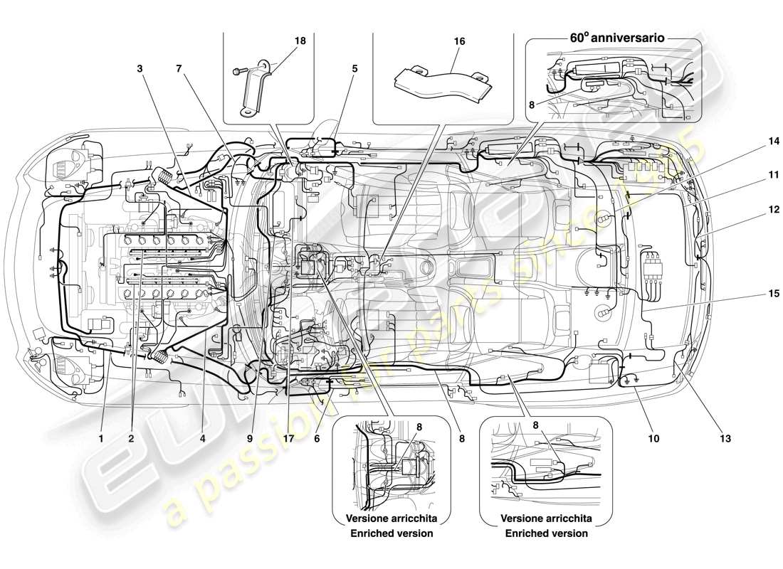 Ferrari 612 Sessanta (Europa) Elektrisches System Teilediagramm