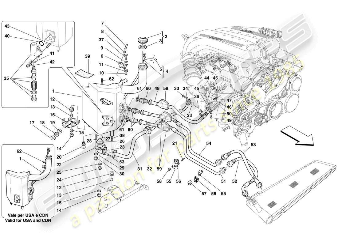 Ferrari 599 GTO (RHD) Schmiersystem – Tank Teildiagramm