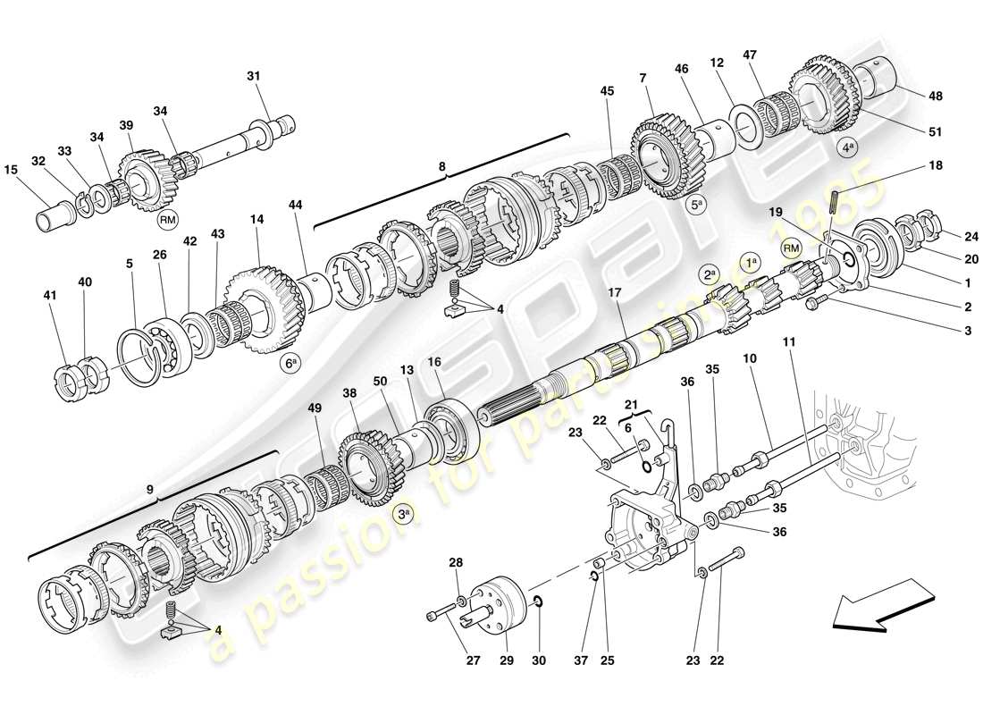 Ferrari 599 GTO (RHD) PRIMÄRGETRIEBEWELLENZAHNRAD ​​UND GETRIEBEÖLPUMPE Teildiagramm