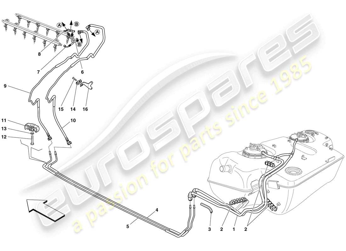 Ferrari 599 SA Aperta (USA) Kraftstoffsystem Teildiagramm