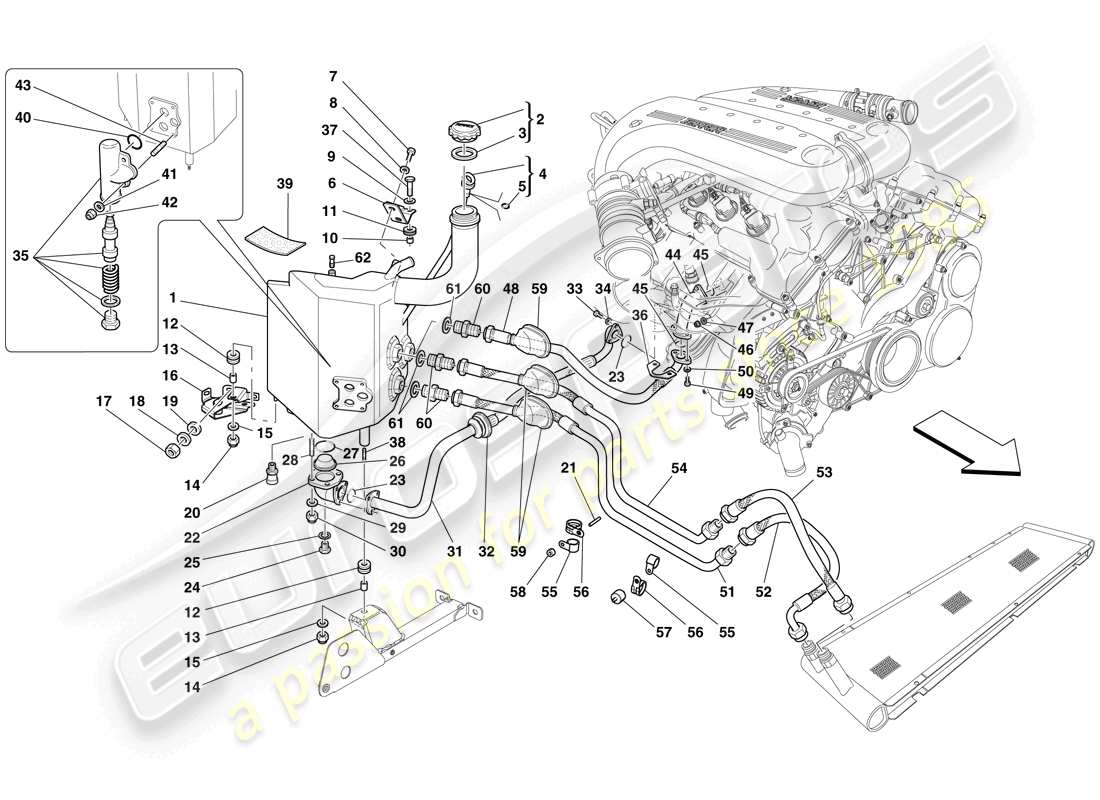Ferrari 599 SA Aperta (USA) Schmiersystem – Tank Teildiagramm