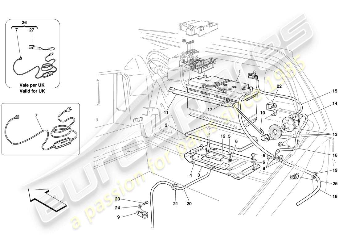 Ferrari 599 SA Aperta (USA) Batterie Teildiagramm