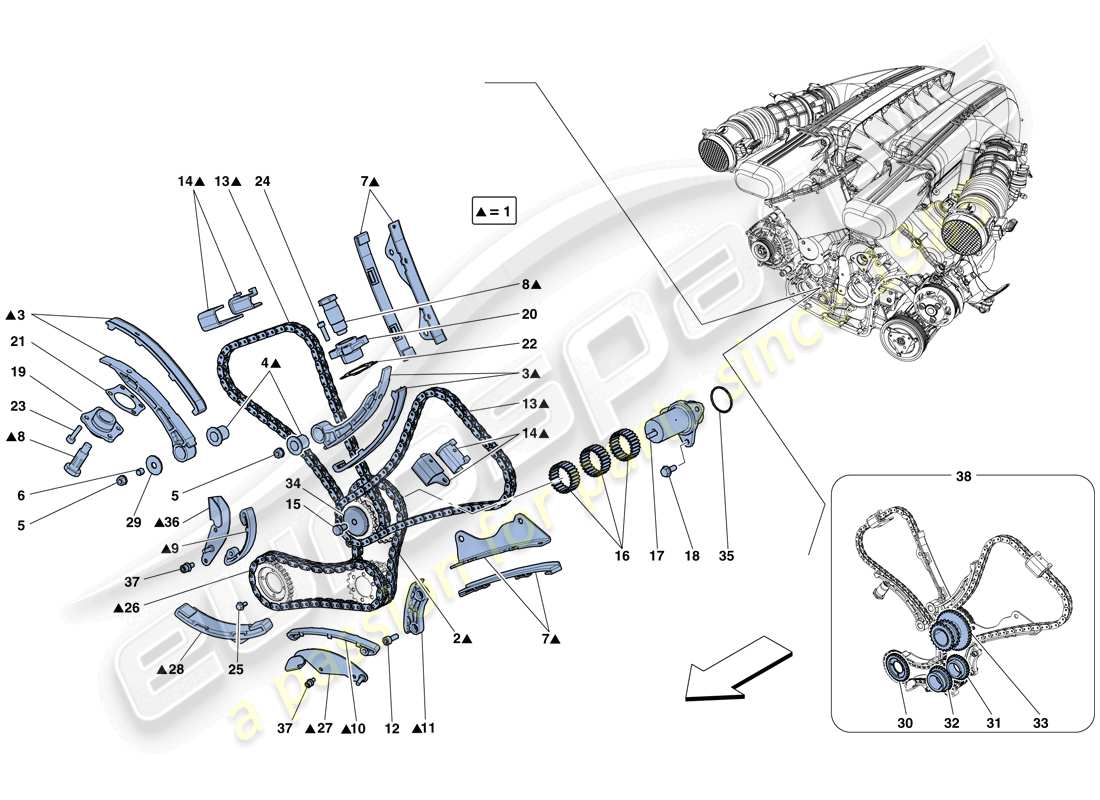 Ferrari F12 Berlinetta (USA) TIMINGSYSTEM - ANTRIEB Teilediagramm