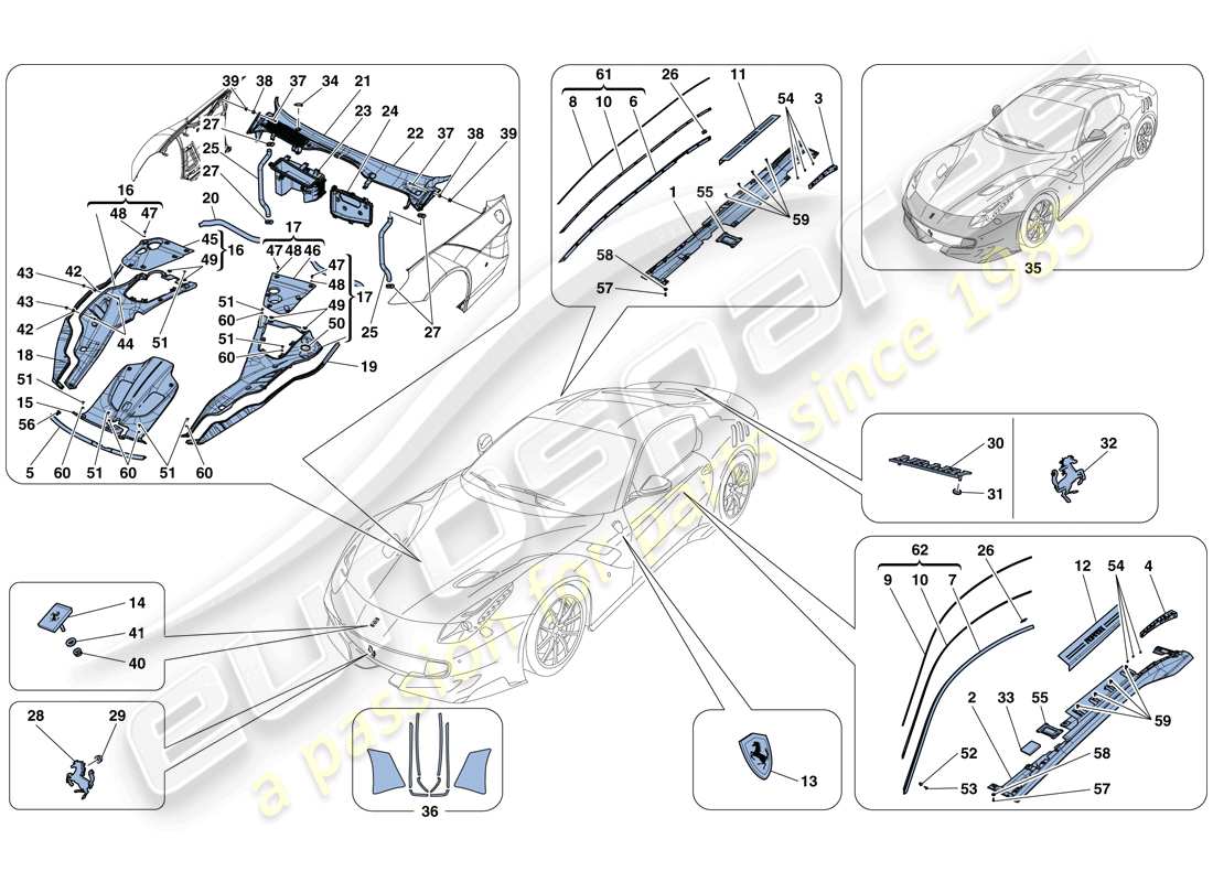 Ferrari F12 TDF (Europa) SCHILDE – EXTERNE VERKLEIDUNG Teilediagramm