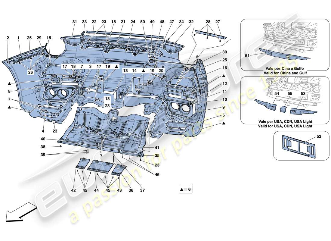 Ferrari F12 TDF (RHD) Hintere Stoßstange Teilediagramm
