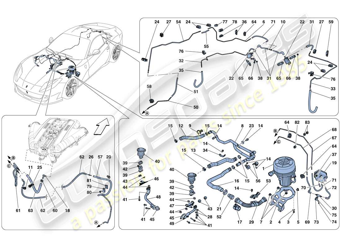 Ferrari 812 Superfast (Europa) Sekundärluftsystem Teildiagramm