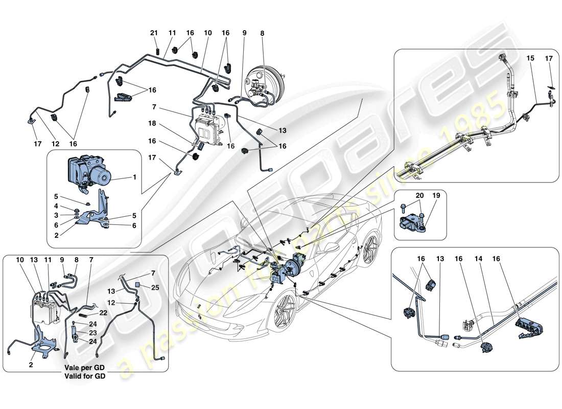 Ferrari 812 Superfast (Europa) Bremssystem Teildiagramm